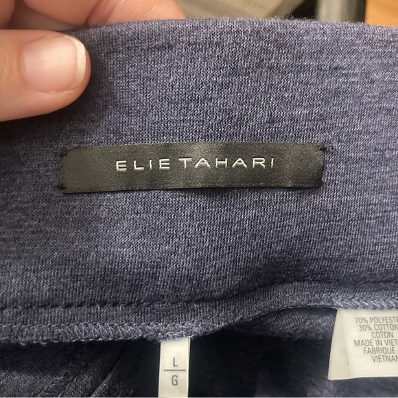 Elie Tahari Sz Large Straight Leg Stretch Pants in Heather Blue 32.5” Inseam - Picture 5 of 9